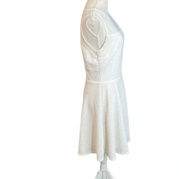 Bar III Sleeveless Above Knee Mini Dress White Glitter Womens XL Bride Bridal - Picture 3 of 10